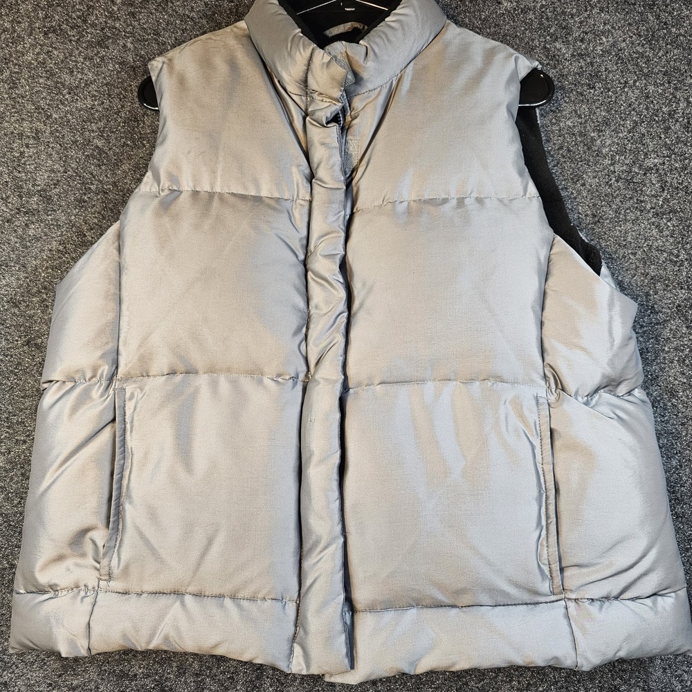 Vintage GAP Down Puffer Vest Mens Large Silver Gray 90s‎ Bubble Vest 1999